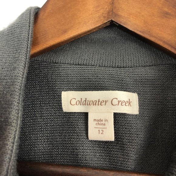 Coldwater Creek Women's Size 12 Grey Long Sleeve Cardigan Sweater Jacket Button - Picture 6 of 10